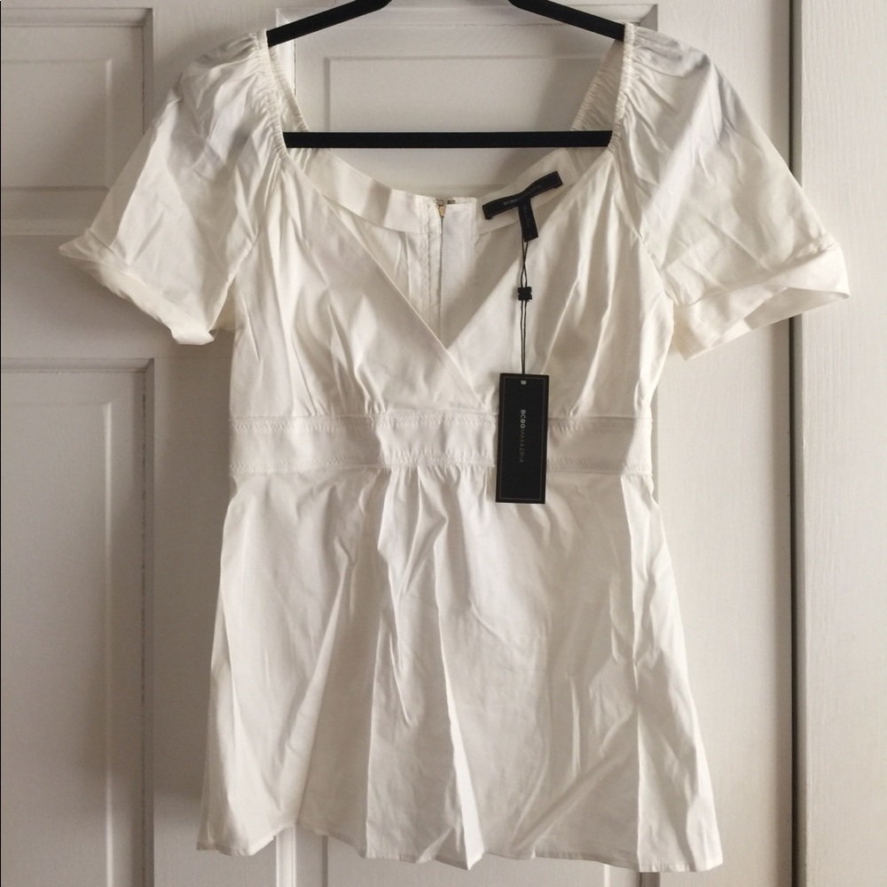 NWT BCBG Max Azria White Woven Cotton Top XS